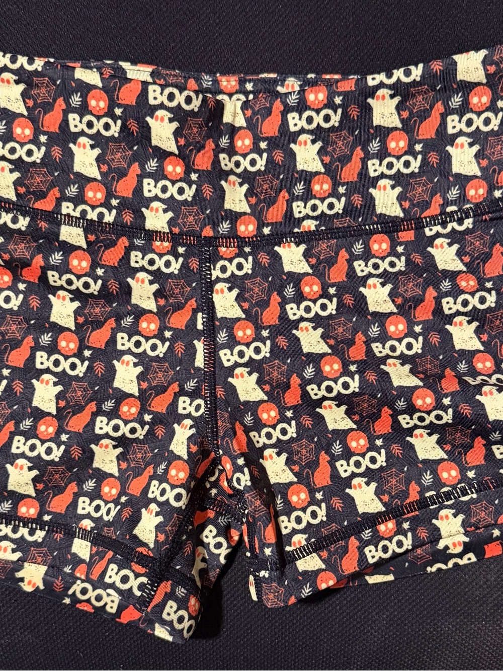 Black Halloween workout shorts. Halloween background.